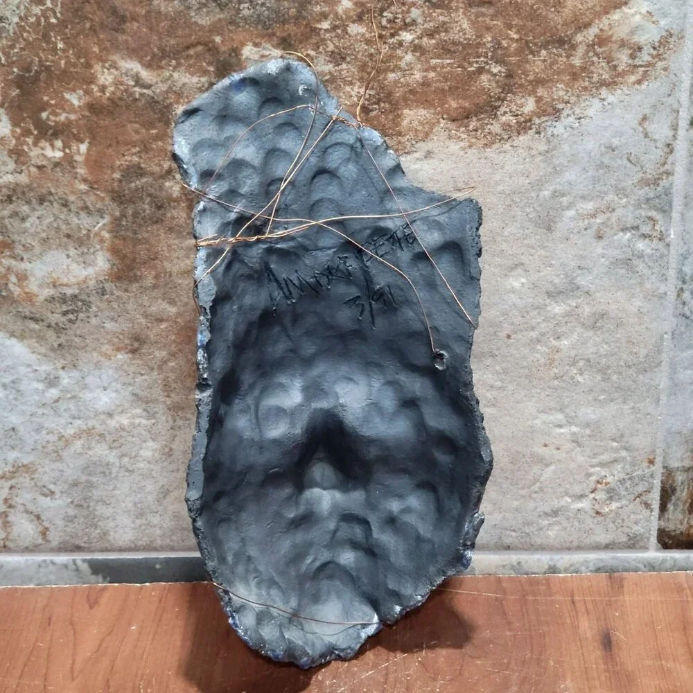 Amorrisete Handmade Sculptural Clay Face Mask Scale Pattern Copper Wire Wall Art